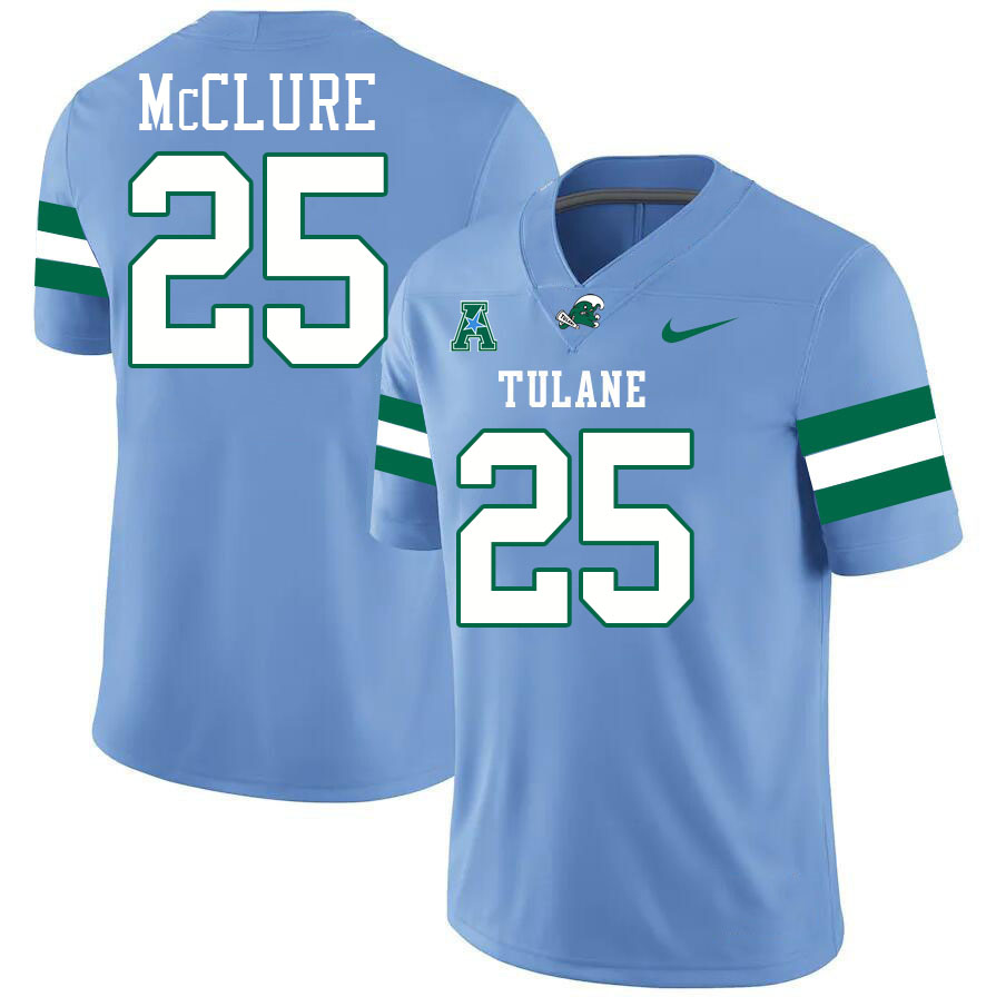 #25 Jamauri McClure Tulane Green Wave Jersey College Football Uniforms,Apparels Stitched-Blue